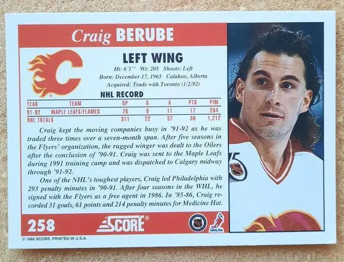 НХЛ Крейг Беруби Калгари Флэймз № 258 1