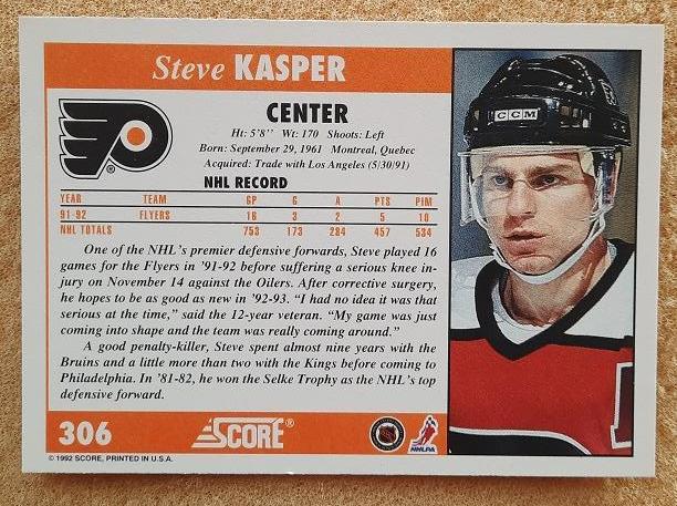 НХЛ Стив Каспер Филадельфия Флайерз № 306 1
