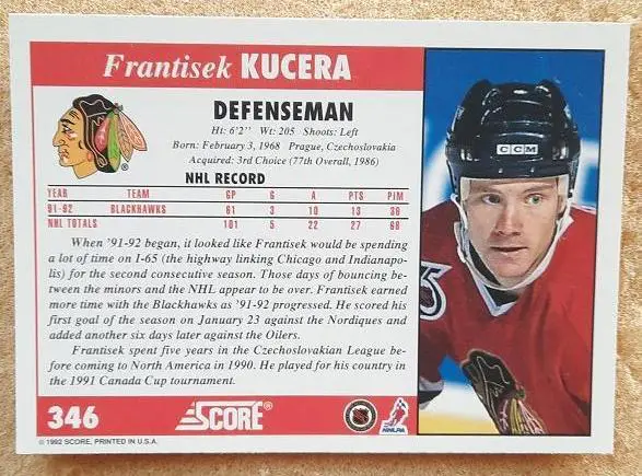 НХЛ Франтишек Кучера Чикаго Блэкхокс № 346 1