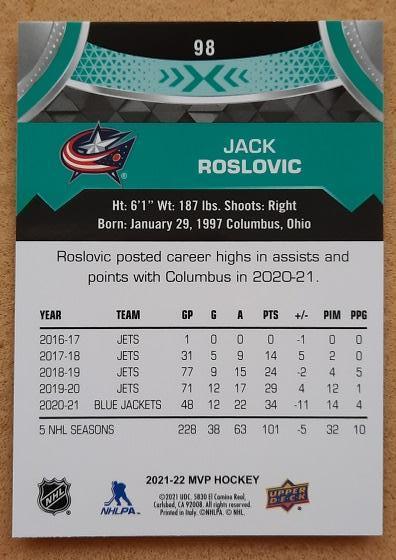 НХЛ Джек Рословик Коламбус Блю Джекетс № 98 1