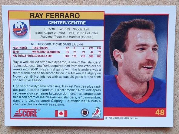 НХЛ Рей Ферраро Нью-Йорк Айлендерс № 48 кан 1