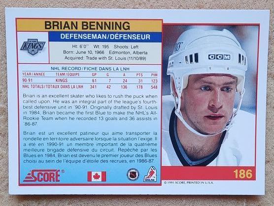 НХЛ Брайан Беннинг Лос-Анжелес Кингз № 186 кан 1