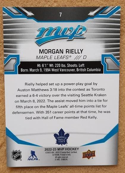 НХЛ Морган Райлли Торонто Мэйпл Лифс № 7 1