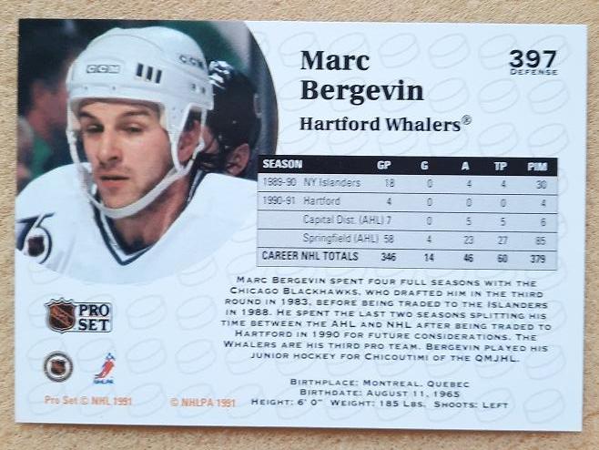 НХЛ Марк Бержевен Хартфорд Уэйлерс № 397 1