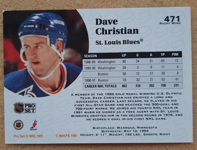 НХЛ Дэйв Кристиан Сент-Луис Блюз № 471 1