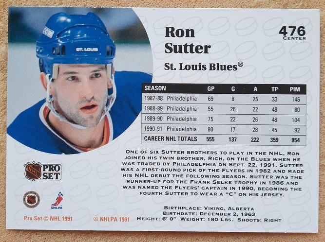 НХЛ Рон Саттер Сент-Луис Блюз № 476 1