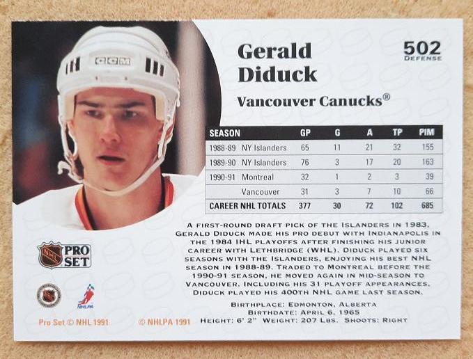 НХЛ Джеральд Дидак Ванкувер Кэнакс № 502 1