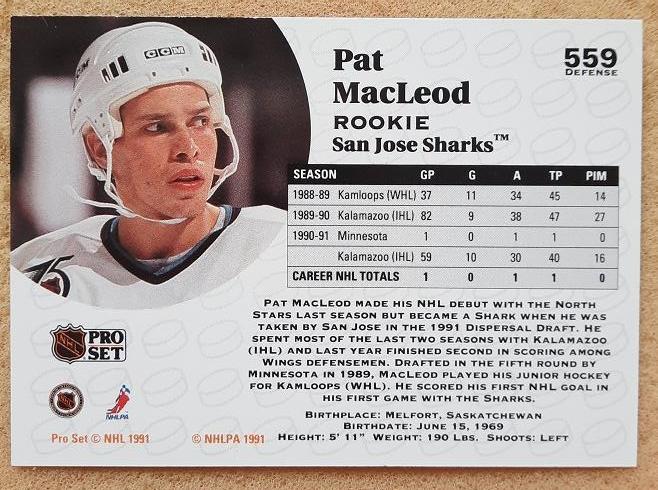 НХЛ Пэт МакЛеод Сан-Хосе Шаркс № 559 1