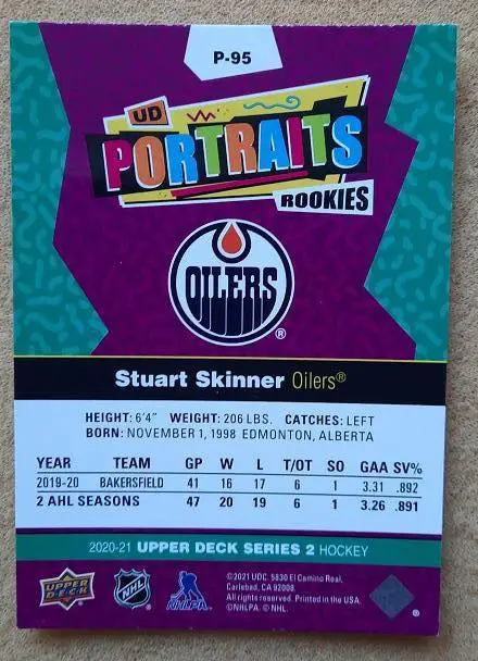 НХЛ Стюарт Скиннер Эдмонтон Ойлерз № P - 95 1