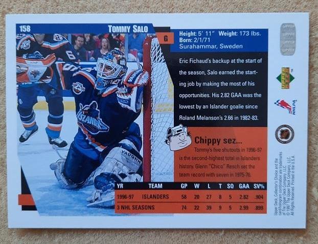 НХЛ Томми Сало Нью-Йорк Айлендерс № 158 1
