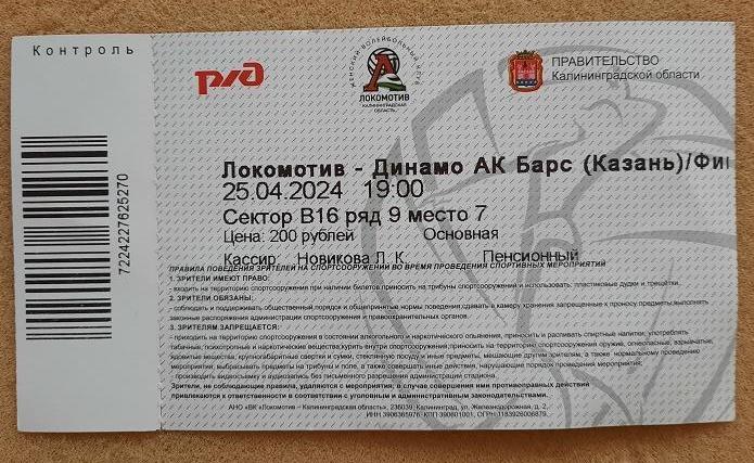 ВК Локомотив Калининград - Динамо АК Барс Казань 25.04.2024 финал