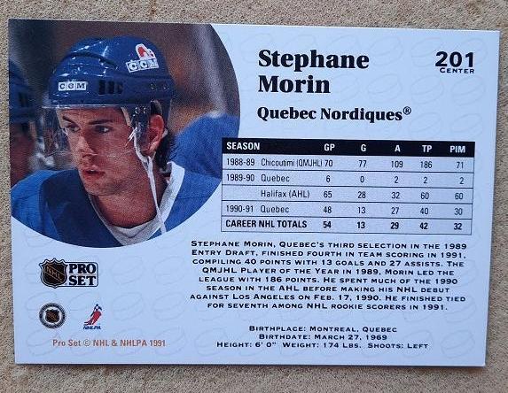 НХЛ Стефан Морин Квебек Нордикс № 201 1
