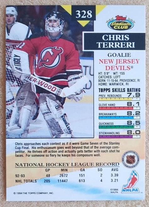 НХЛ Крис Террери Нью-Джерси Дэвилз № 328 1
