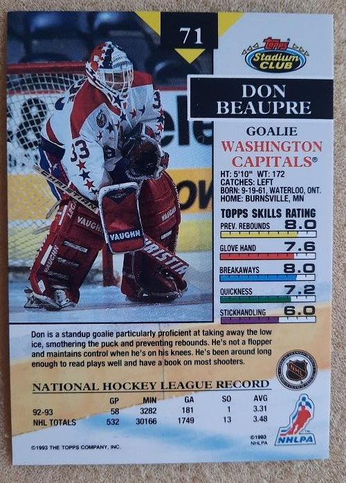 НХЛ Дон Бопре Вашингтон Кэпиталз № 71 1