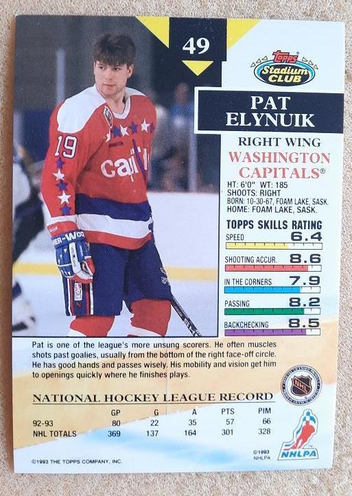 НХЛ Пэт Элинуик Вашингтон Кэпиталз № 49 1