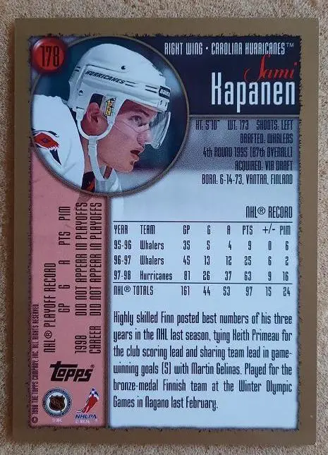 НХЛ Сами Капанен Каролина Харрикейнз № 178 1