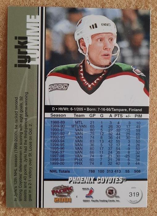 НХЛ Жирки Лумме Финикс Койотис № 319 1