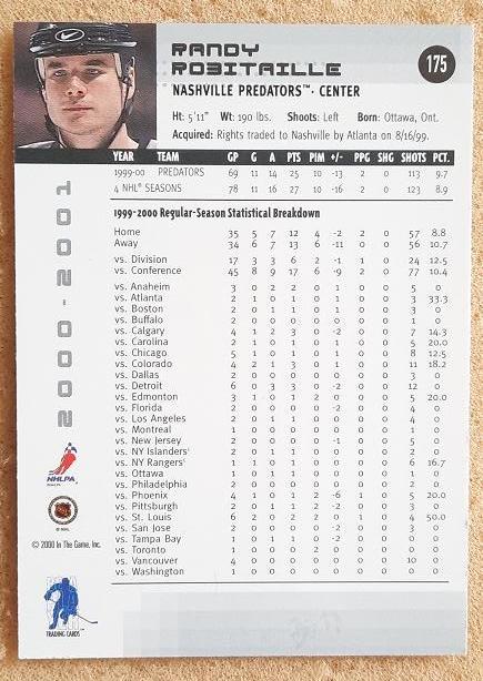 НХЛ Рэнди Робитайл Нэшвилл Предаторз Ярославль Новокузнецк № 175 1