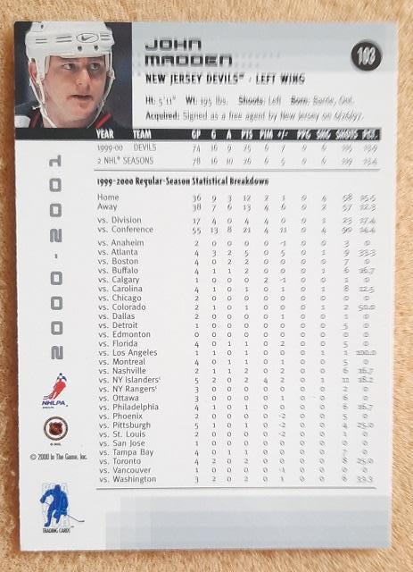 НХЛ Джон Мэдден Нью-Джерси Дэвилз № 103 1