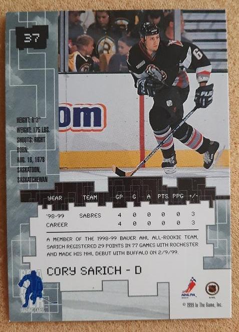 НХЛ Кори Сарич Баффало Сейбрз № 37 1