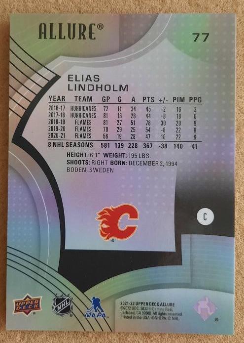 НХЛ Элиас Линдхольм Калгари Флэймз № 77 1
