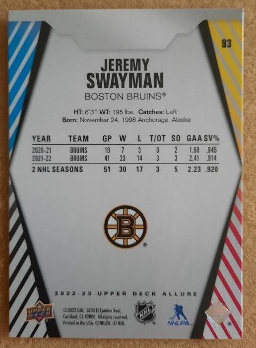 НХЛ Джереми Свэйман Бостон Брюинз № 93 1