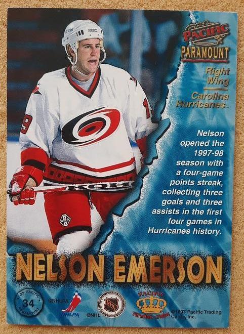 НХЛ Нельсон Эмерсон Каролина Харрикейнз № 34 1