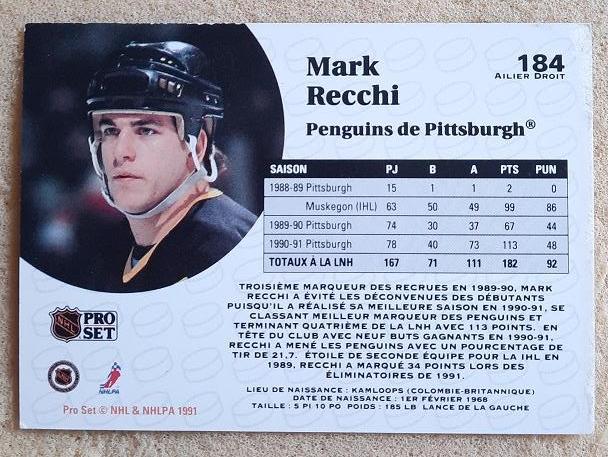 НХЛ Марк Рекки Питтсбург Пингвинз № 184 1