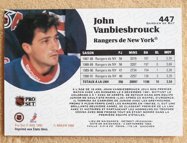 НХЛ Джон Ванбисбрук Нью-Йорк Рейнджерс № 447 1