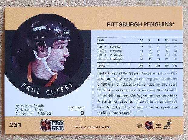 НХЛ Пол Коффи Питтсбург Пингвинз № 231 1