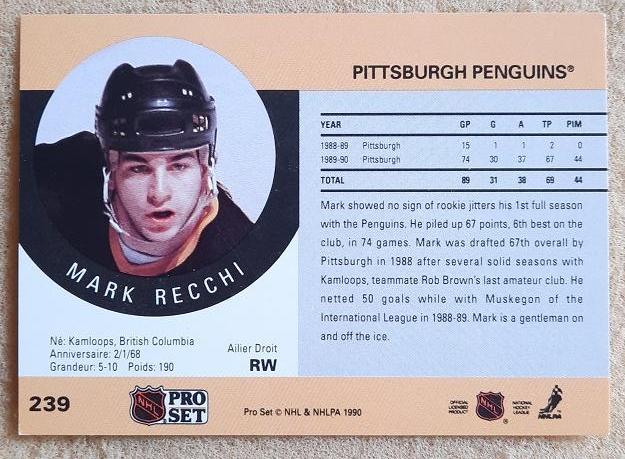 НХЛ Марк Рекки Питтсбург Пингвинз № 239 1