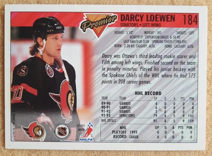 НХЛ Дарси Лоуэн Оттава Сенаторз № 184 1
