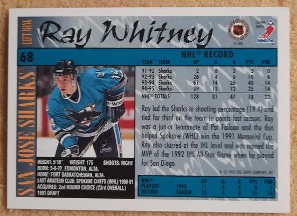 НХЛ Рей Уитни САн-Хосе Шаркс № 68 1