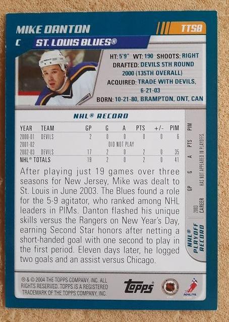 НХЛ Майк Дантон Сент-Луис Блюз № TT 58 1