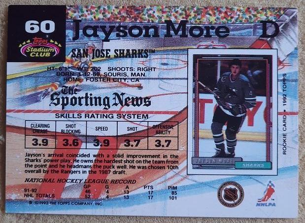 НХЛ Джейсон Мор Сан-Хосе Шаркс № 60 1