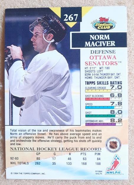 НХЛ Норман Макивер Оттава Сенаторз № 267 1