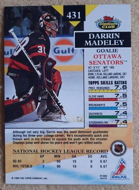 НХЛ Даррин Маделей Оттава Сенаторз № 431 1