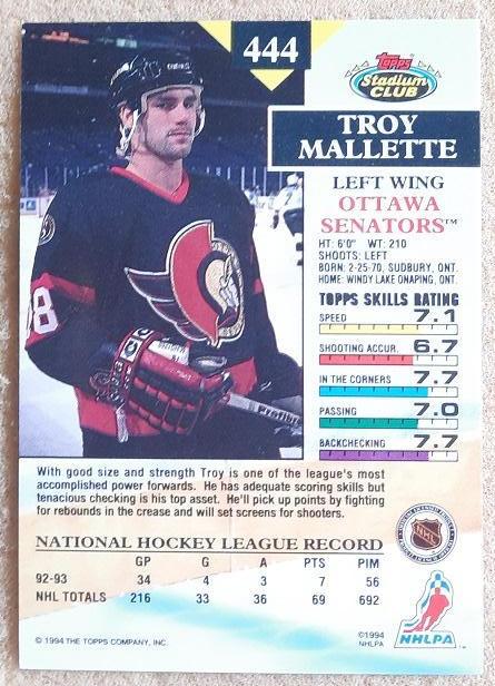 НХЛ Трой Маллетт Оттава Сенаторз № 444 1