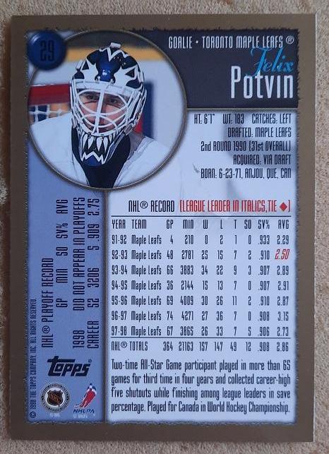 НХЛ Феликс Потвин Торонто Мэйпл Лифс № 29 1