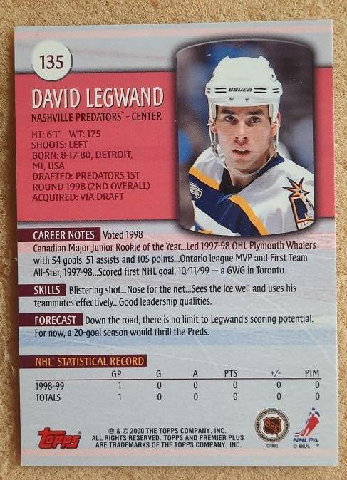 НХЛ Дэвид Легуанд Нэшвилл Предаторз № 135 1