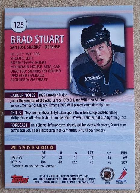 НХЛ Брэд Стюарт Сан-Хосе Шаркс № 125 1