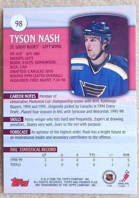 НХЛ Тайсон Нэш Сент-Луис Блюз № 98 1