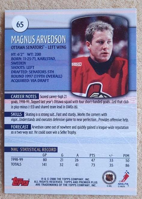 НХЛ Магнус Арведсон Оттава Сенаторз № 65 1