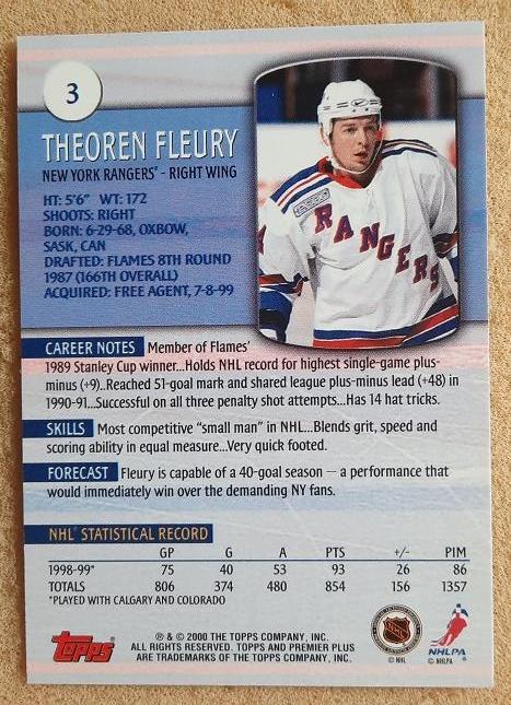 НХЛ Теорен Флери Нью-Йорк Рейнджерс № 3 1
