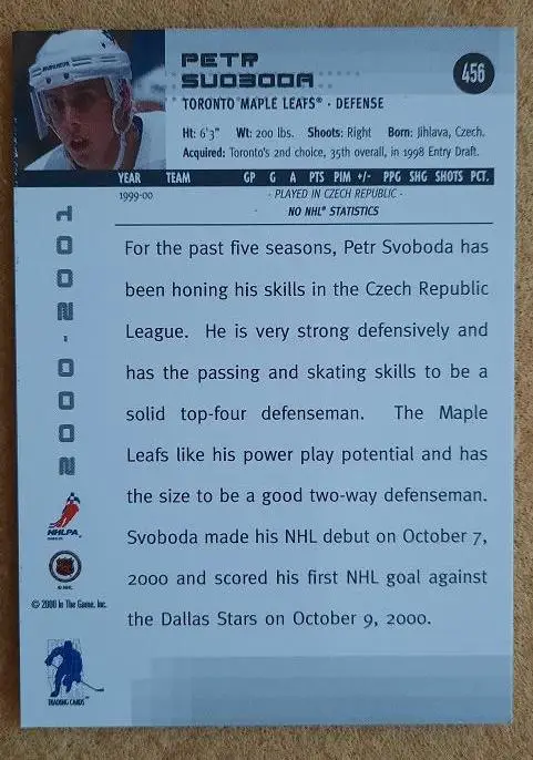 НХЛ Петр Свобода Торонто Мэйпл Лифс № 456 1