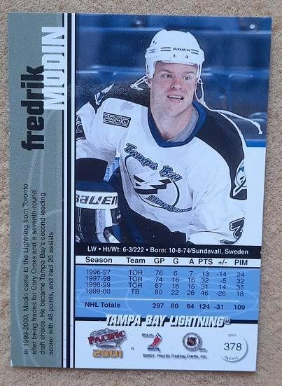 НХЛ Фредрик Модин Тампа Бэй Лайтнинг № 378 1