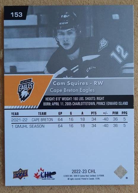 НХЛ Кэм Сквайрс Кейп Бретон Иглз № 153 1