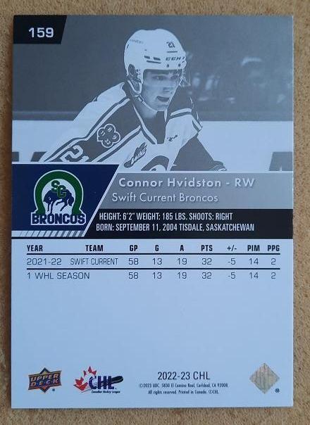 НХЛ Коннор Хвидстон Свифт-Каррент Бронкос № 159 1