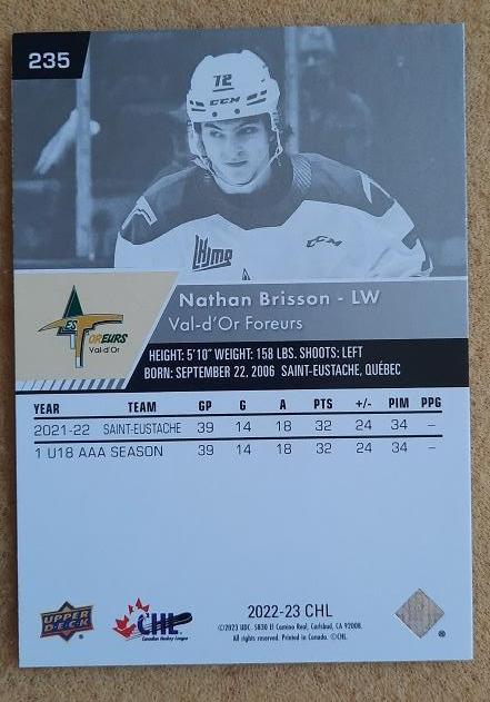 НХЛ Натан Бриссон Валь-д'Ор Форёрз № 235 1