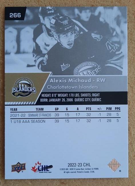 НХЛ Алексис Мишо Шарлоттаун Айлендерс № 266 1